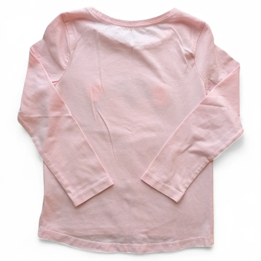 Gymboree Girls Light Pink Penguin Graphic Long Sleeve Tee Cotton Size S (5-6)